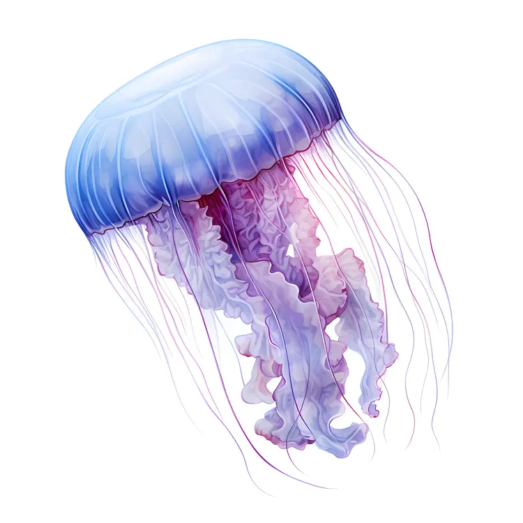 Single Jellyfish with Purple Tentacles