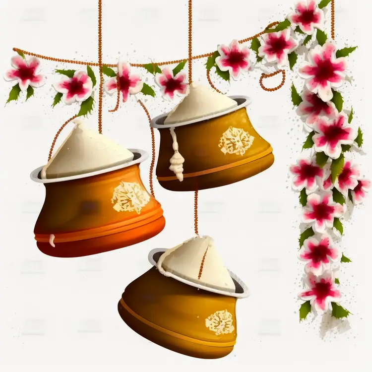 Traditional Hanging Bells with Floral Decoration for Diwali