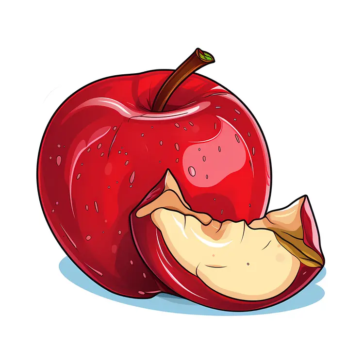 Red Apple with a Bite Illustration