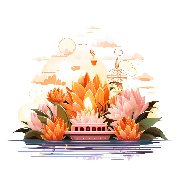Serene Lotus Candle on Water
