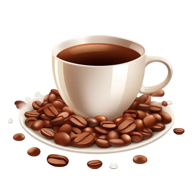 Coffee Cup with Beans on Saucer