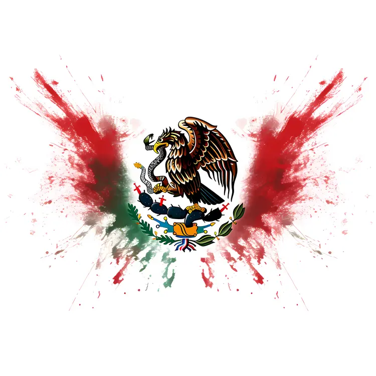 Mexican Emblem with Splattered Paint Effect