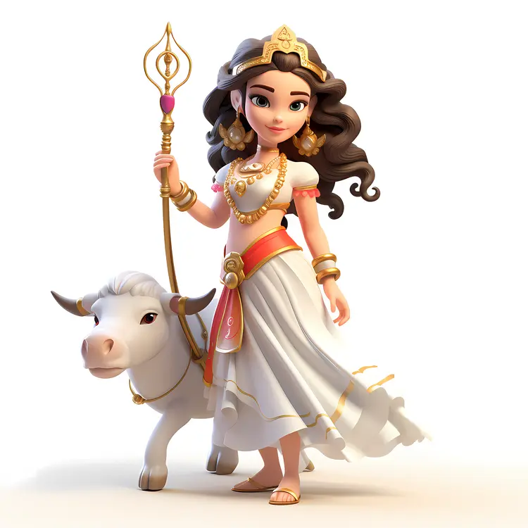 Divine Goddess with Cow and Staff