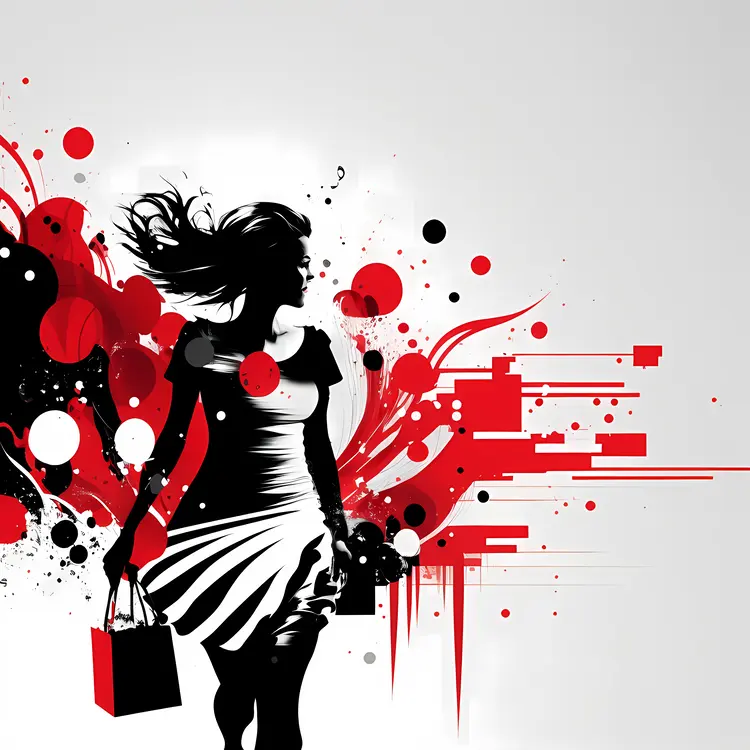Silhouette of Woman with Shopping Bags
