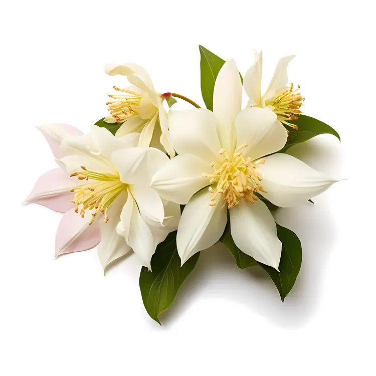 Elegant White Flowers with Green Leaves