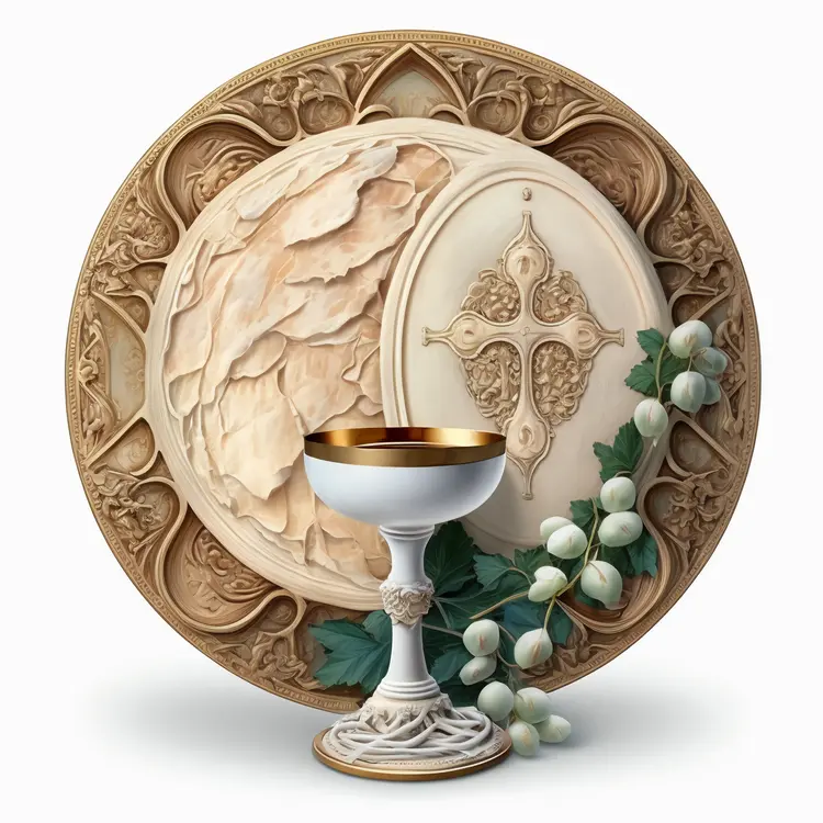 Ornate Chalice with Decorative Plate and Grapes