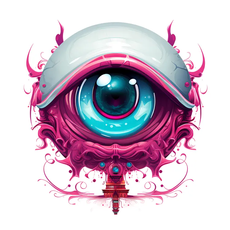 Surreal Abstract Eye with Tentacles in Vibrant Colors