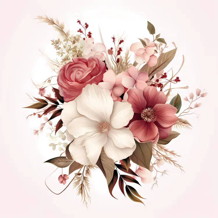 Beautiful Floral Bouquet with Roses and Petals