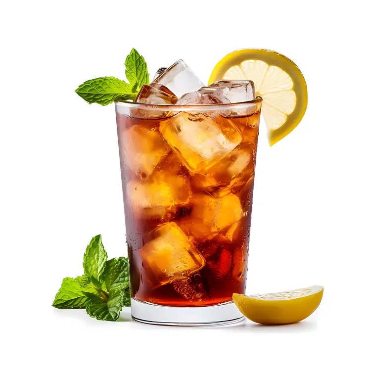 Orange Drink with Ice Cubes and Lemon Slice