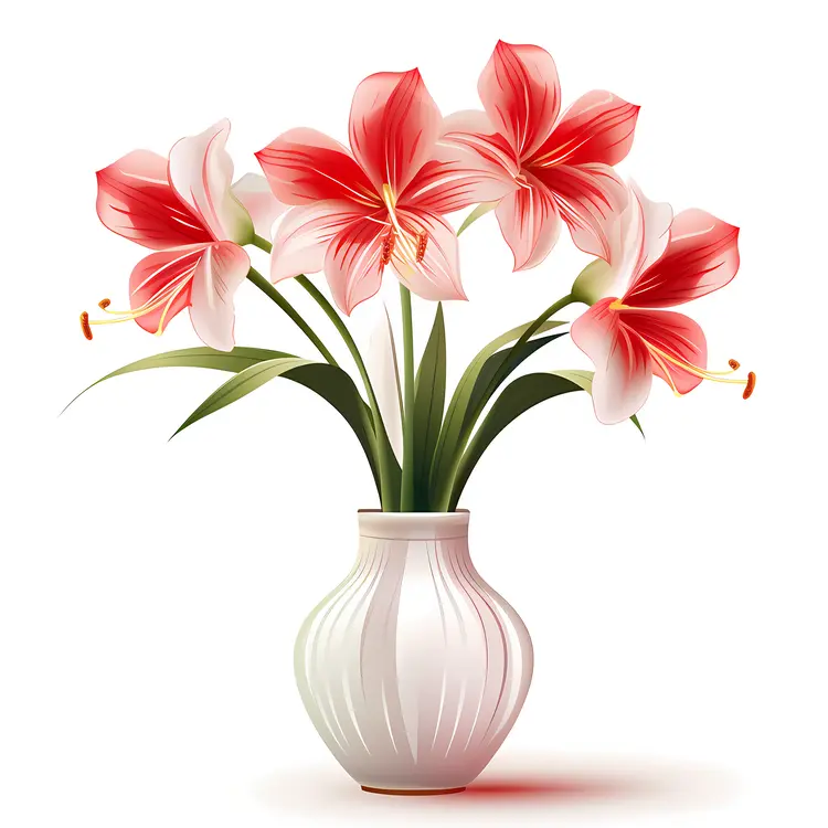 Beautiful Red and White Flowers in a Vase