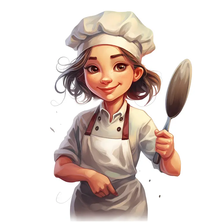 Cute Cartoon Chef with Spoon