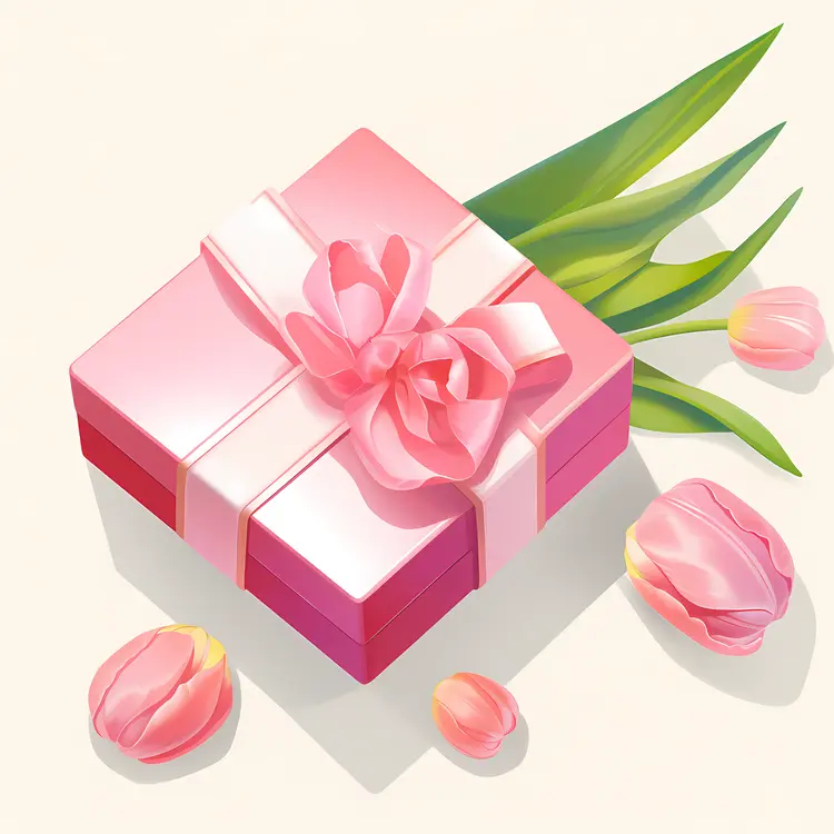 Pink Gift Box with Tulip