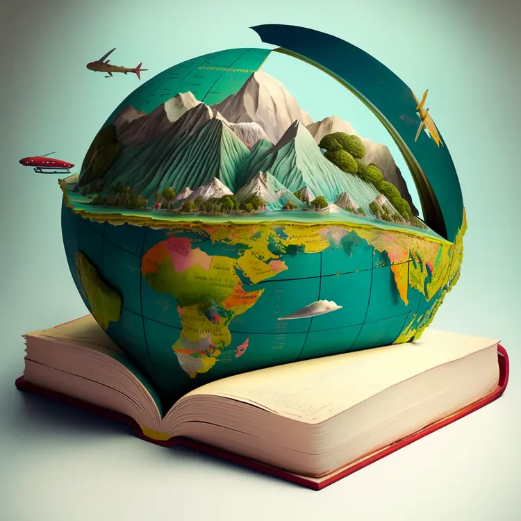 Creative Globe with Book and Airplanes