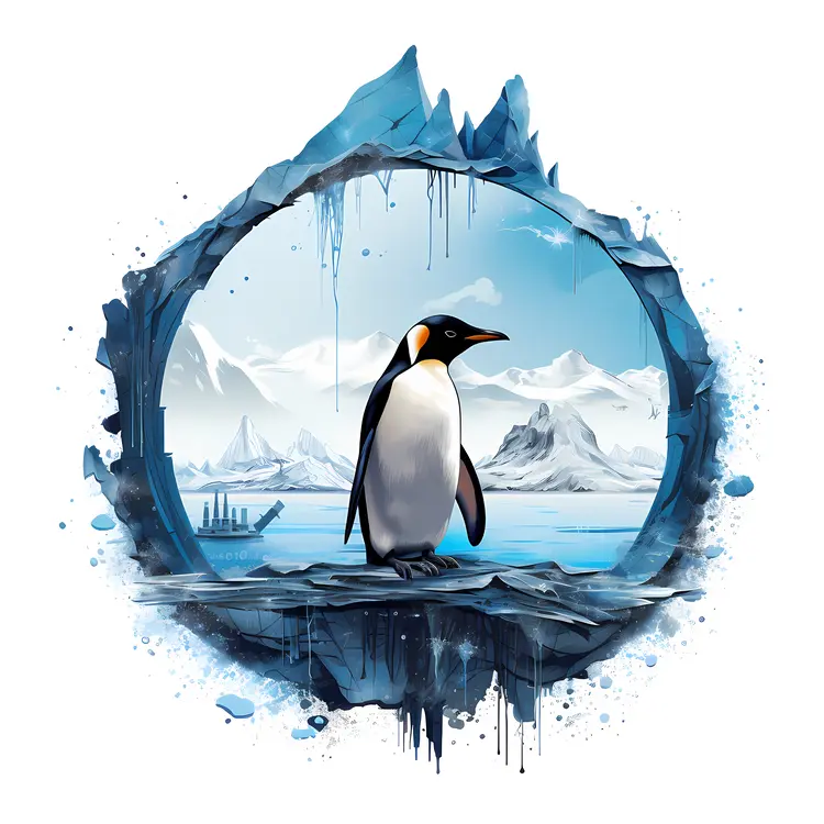 Single Penguin in Icy Landscape