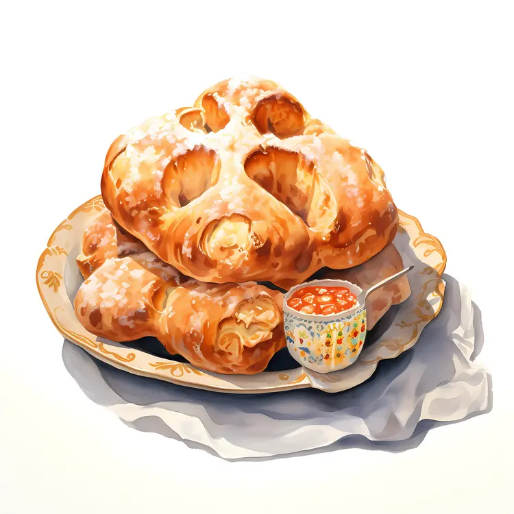 Decorative Bread with Icing and Tea
