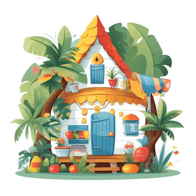 Tropical doodle house