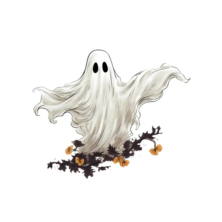 Scary Ghost with Leaves
