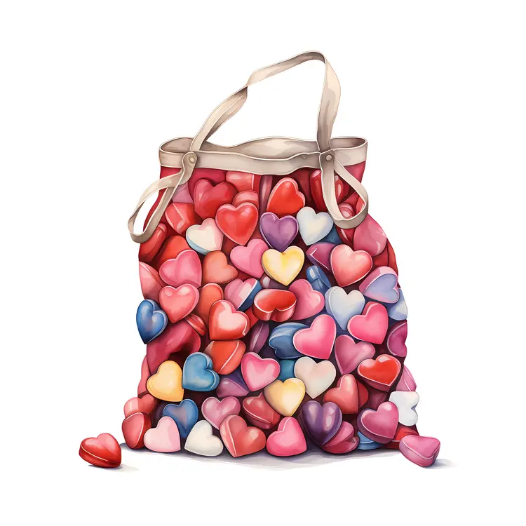 Bag Full of Heart-shaped Candies