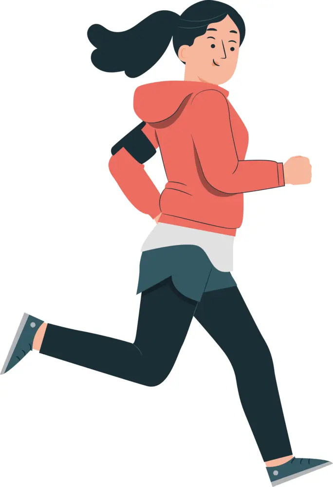 Running Woman in Red Hoodie