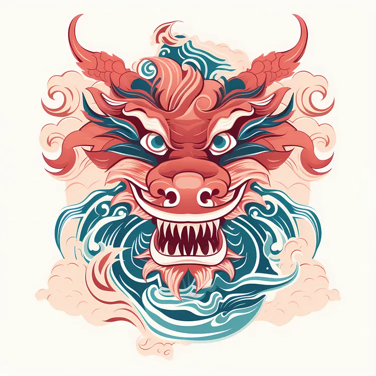 Dragon Face with Fierce Expression