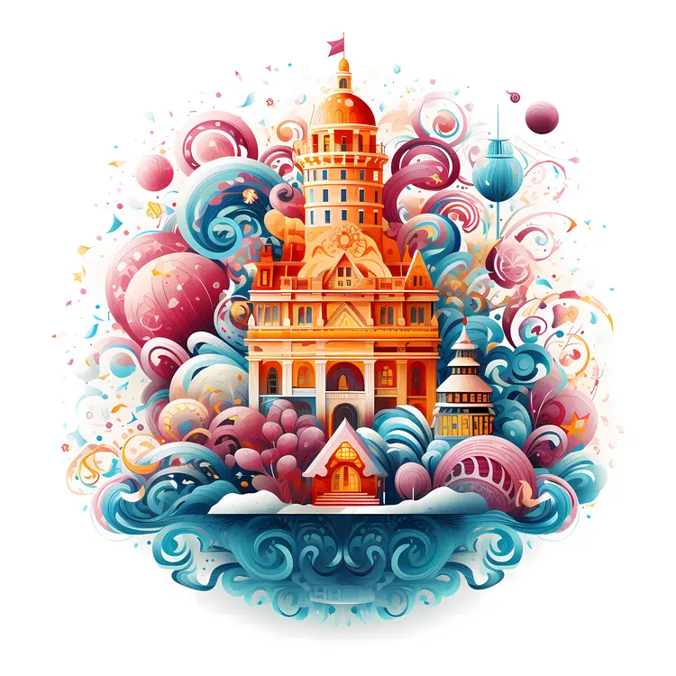 Whimsical Fantasy Castle Illustration