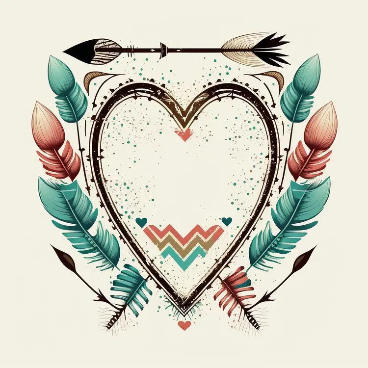 Tribal Heart with Arrows and Feathers Illustration