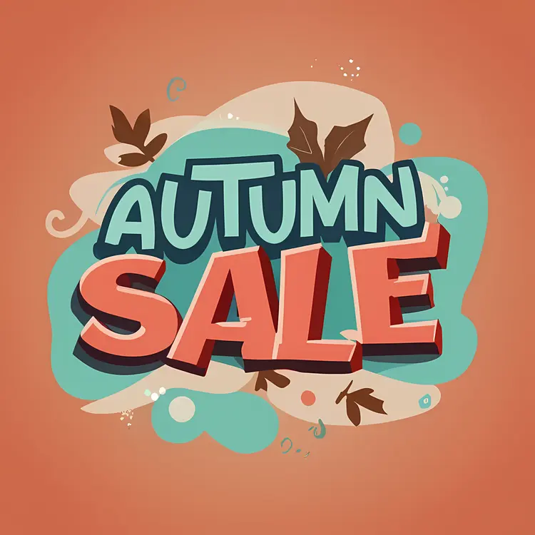 Autumn Sale Text with Leaves