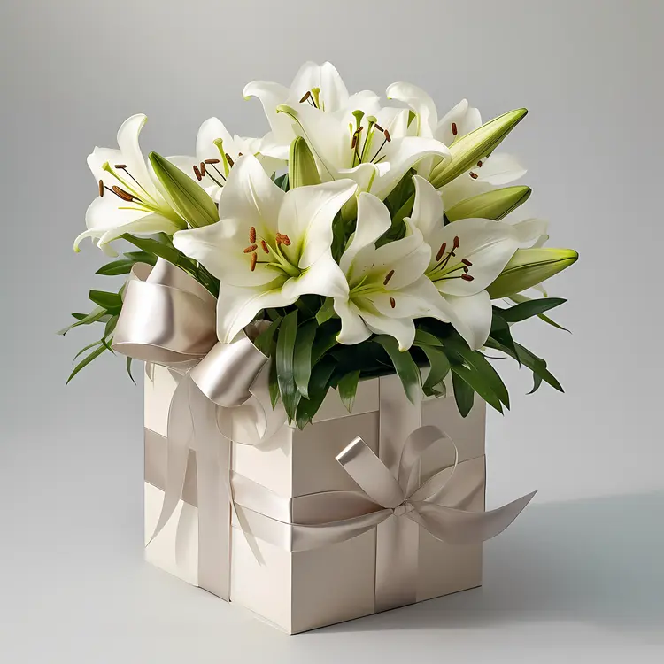 Elegant White Lilies in Gift Box