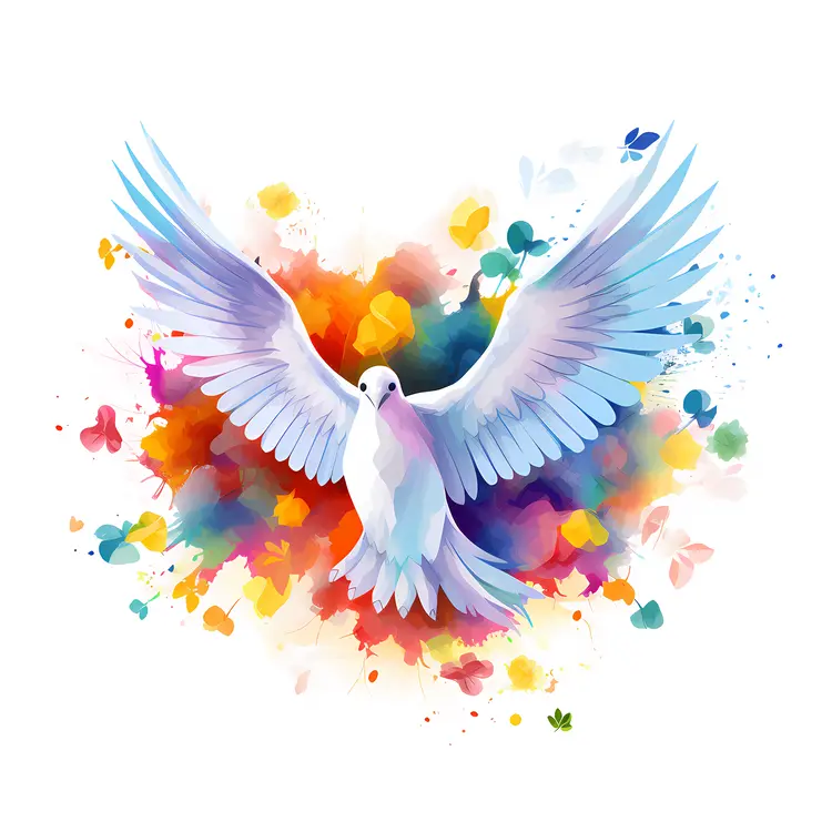 White Dove with Colorful Flowers