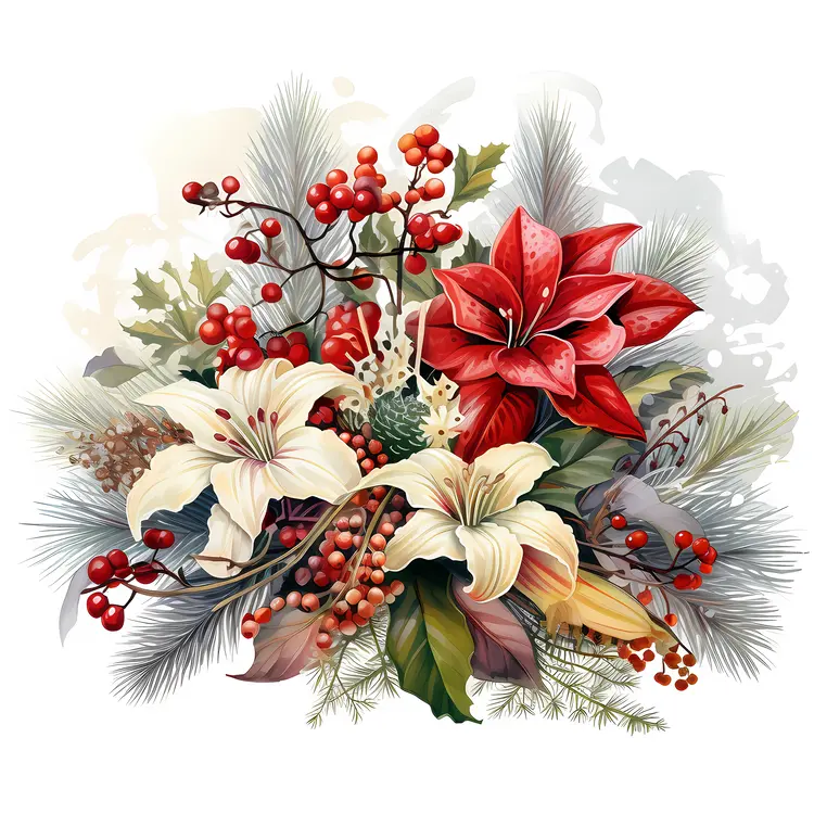Festive Red and White Flower Bouquet