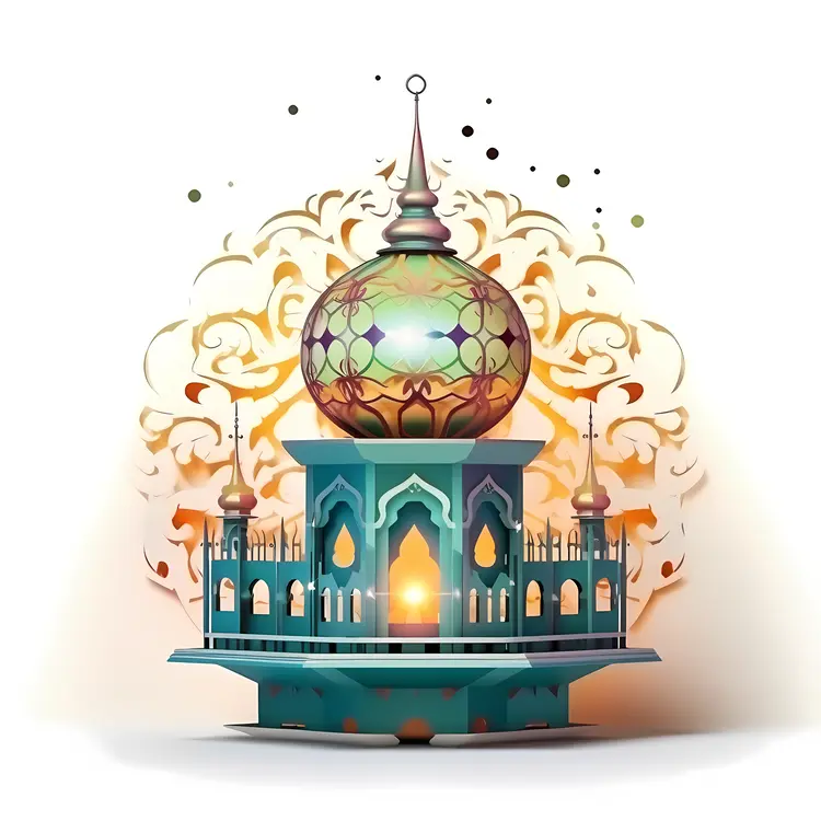 Ornate Colorful Mosque with a Beautiful Dome