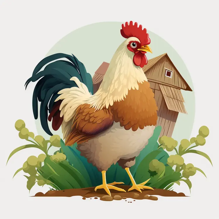 Majestic Rooster on a Farm