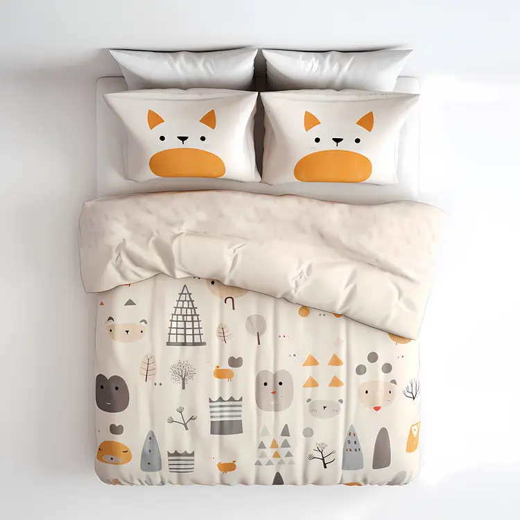 Cute Cat Patterned Bed