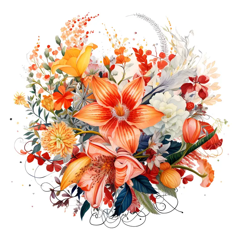 Bright Orange and White Flower Bouquet