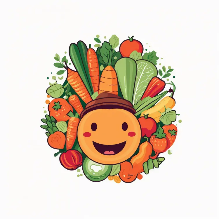 Cute Vegetable Face with Smiley Cartoon