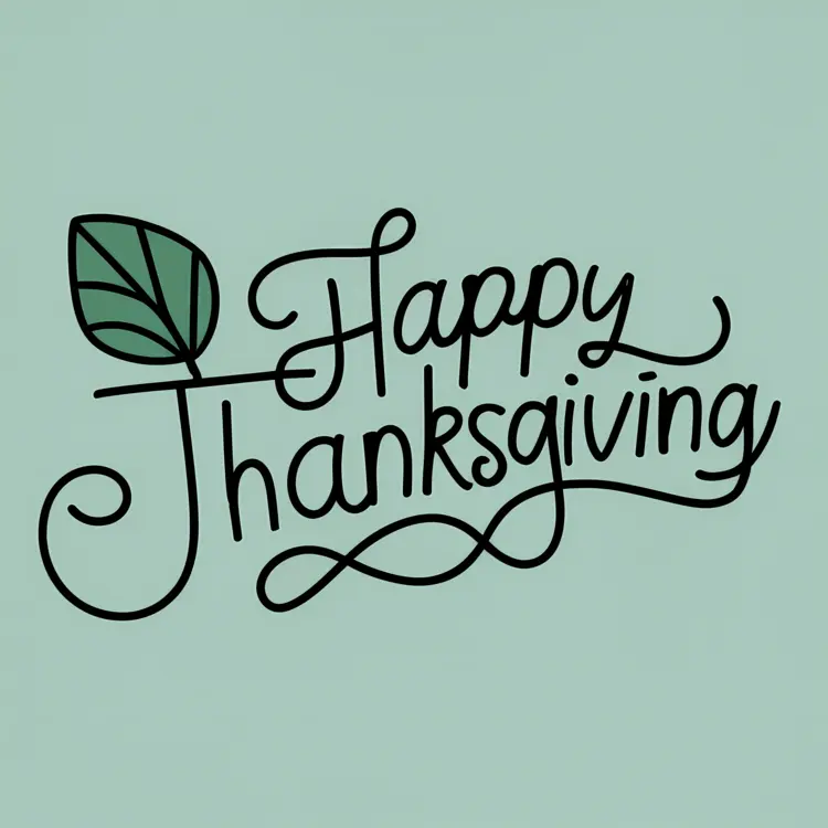 Happy Thanksgiving with Leaf and Swirls