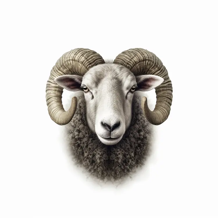 Realistic Ram Illustration with Curly Horns