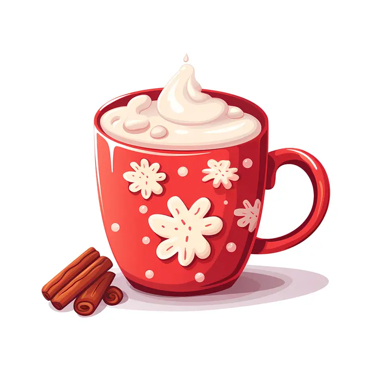 Red Cup with Snowflakes and Whipped Cream