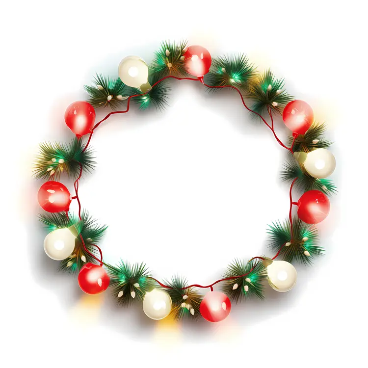Christmas Wreath with Pine and Ornaments
