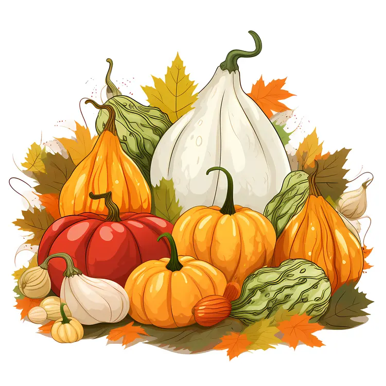 Assorted Pumpkins and Gourds for Thanksgiving