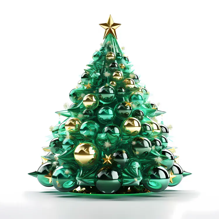 Christmas Tree Made of Glass Ornaments