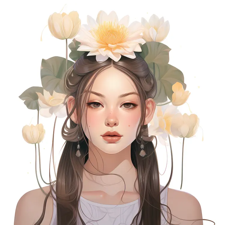 Graceful Woman with Flower Adorned Hair