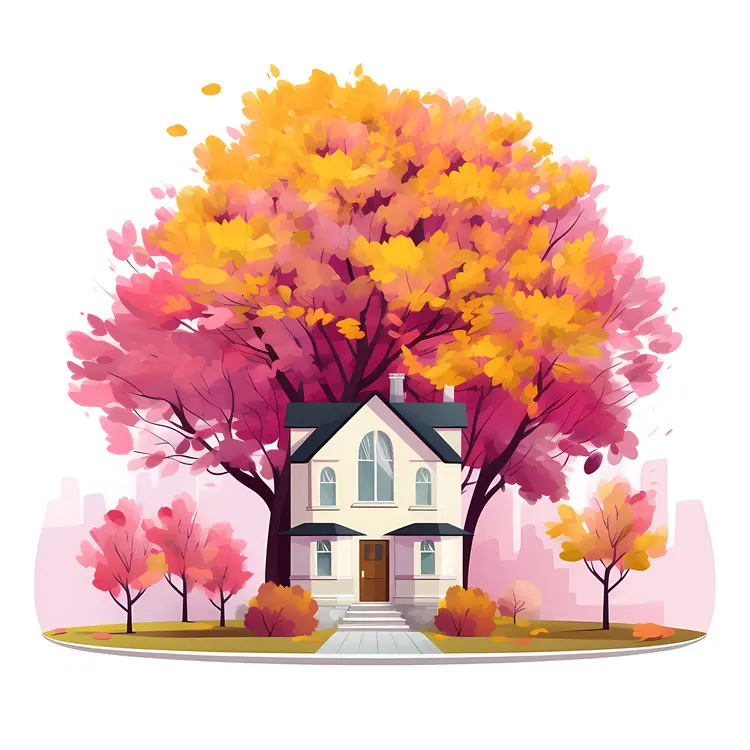 Beautiful House Surrounded by Autumn Foliage
