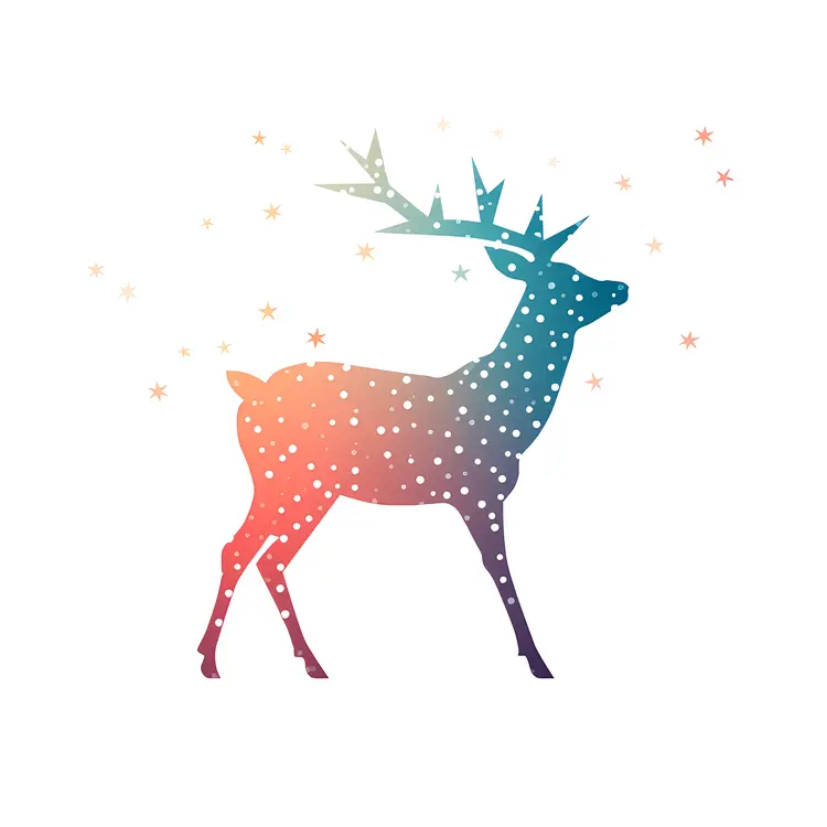 Starry Silhouette Deer with Antlers