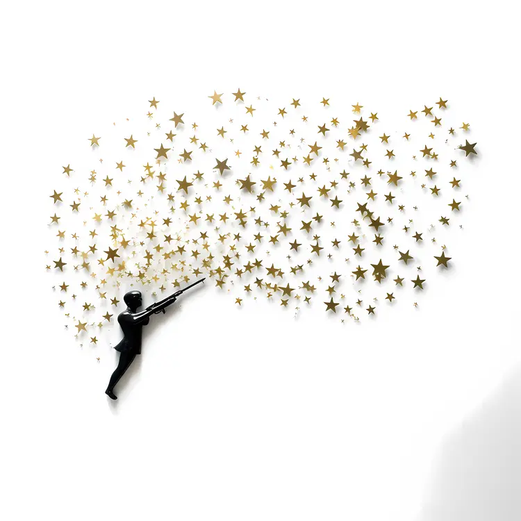 Figure Shooting Golden Stars