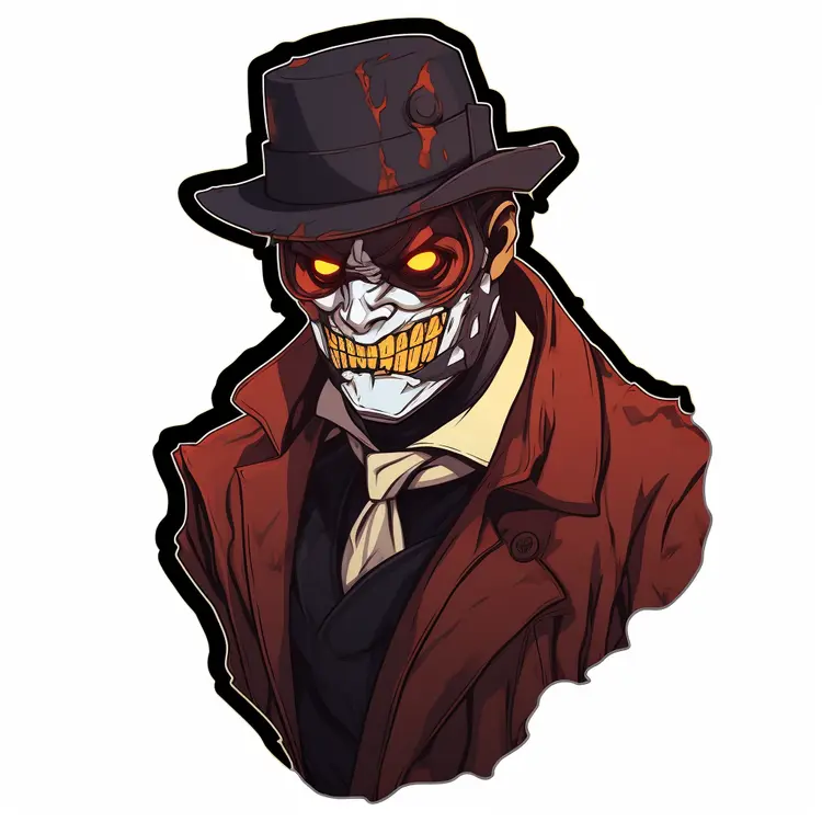 Creepy Character with Glowing Eyes in a Suit