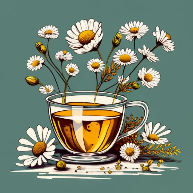 Chamomile Tea Cup with Flowers