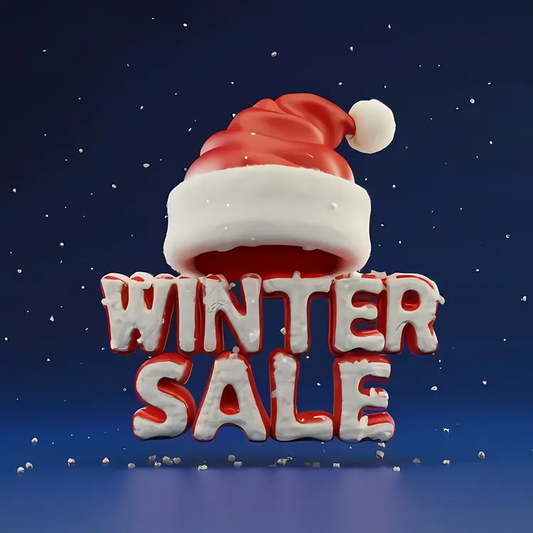 Winter Sale with Santa Hat and Snow