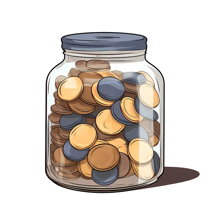 Coins in Glass Jar for Savings