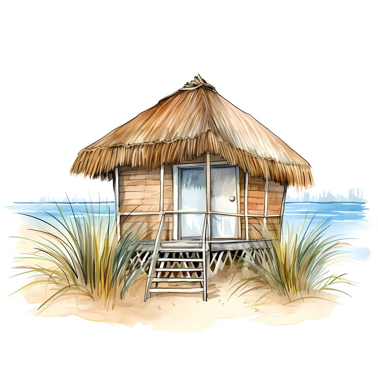 Small Beach Hut with Thatched Roof